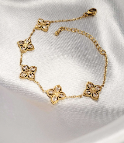 Floral Elegance Gold-Plated Bracelet